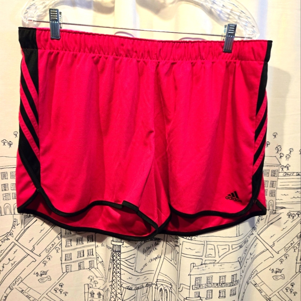 EUC Women's Pink/Black Adidas Climalite Athletic Shorts Size XL